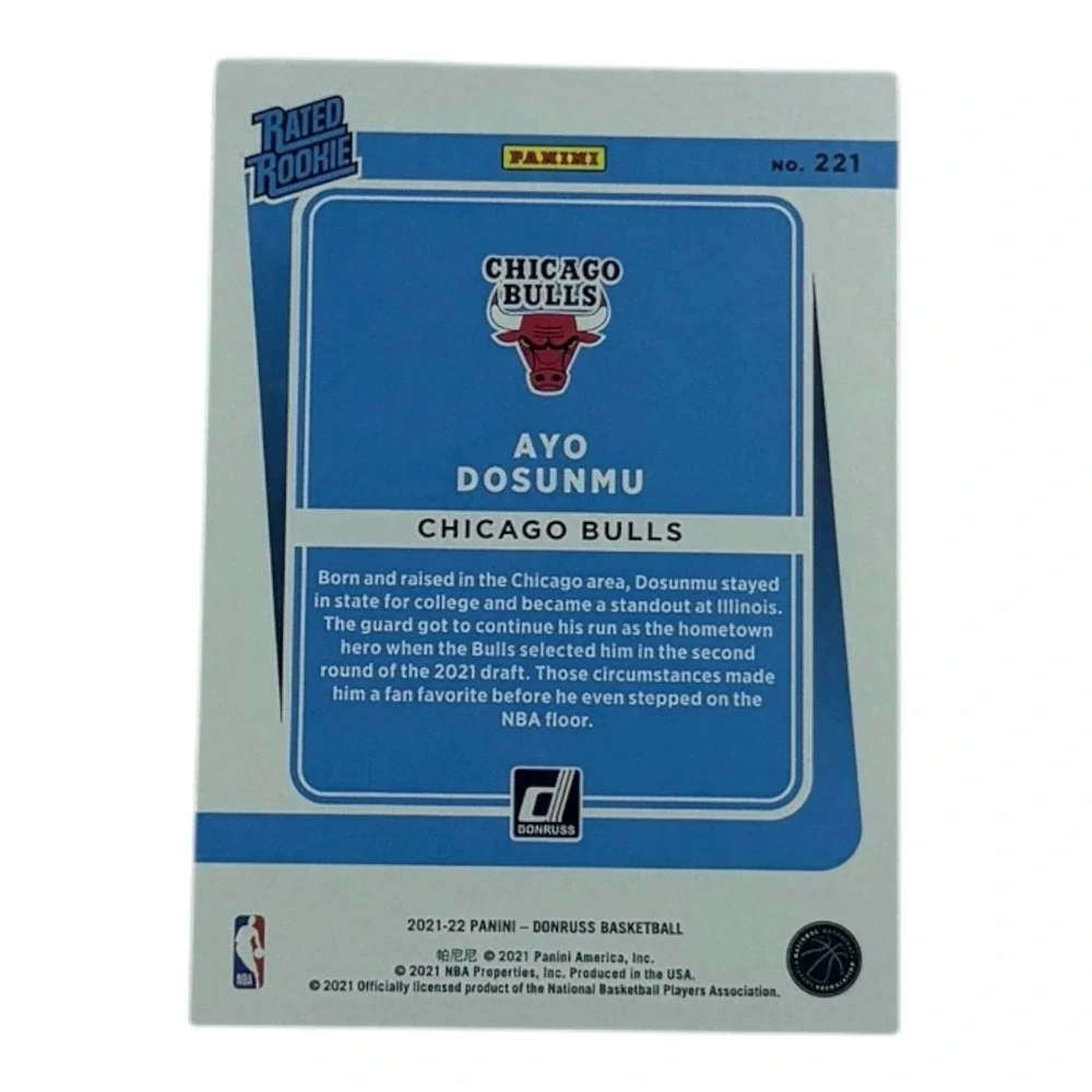 2021 Donruss Rated Rookie Ayo Dosunmu Chicago Bulls Basketball Card‎ 221